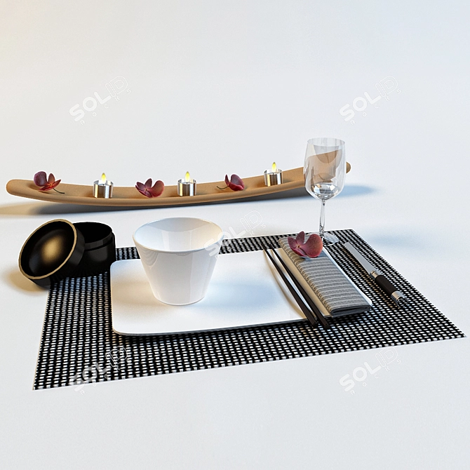Elegant Dining Essentials 3D model image 1