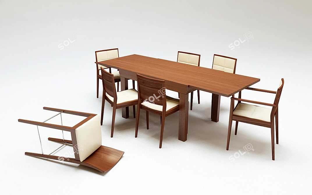 Modern Dining Set: Table, Chair, and Bar Chair 3D model image 1