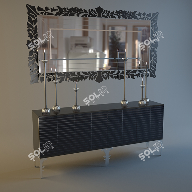 Midnight Visionnare: Ipe Cavalli Mirrored Sideboard 3D model image 1