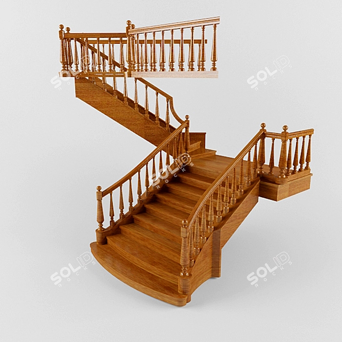 Classic Wooden Ladder 3D model image 1