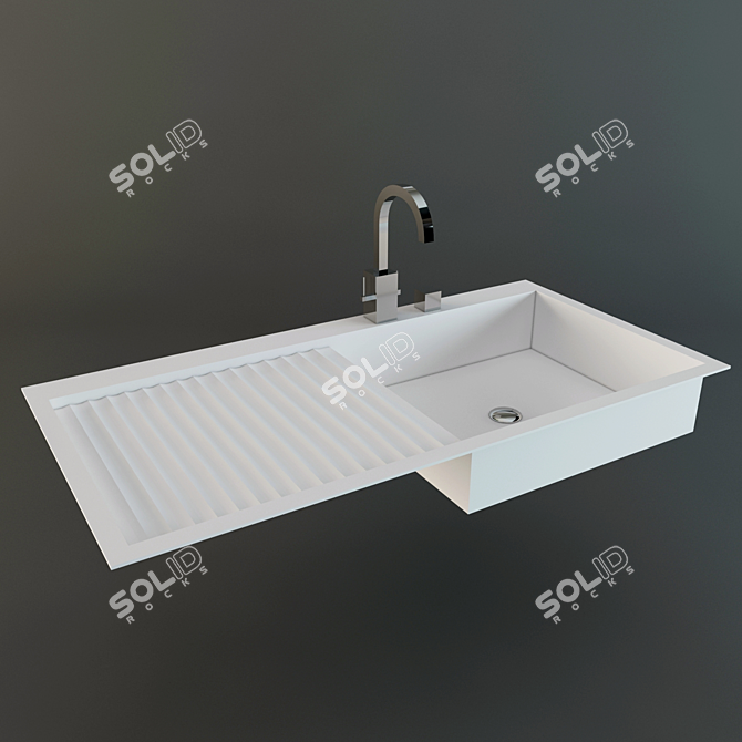 Kitchen Sink with Faucet 3D model image 1