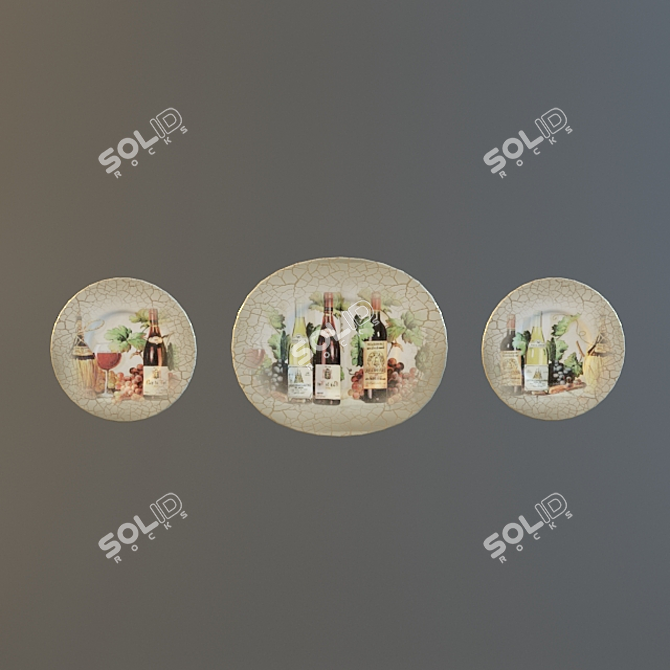 Crackled Decoupage Wall Plates 3D model image 1