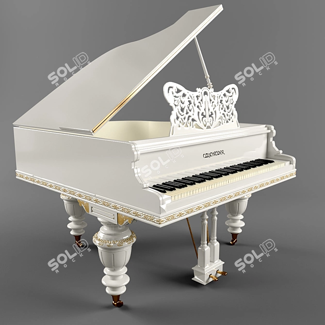 Elegant White Grand Piano 3D model image 1