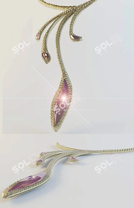 Elegant Gemstone Pendant 3D model image 1