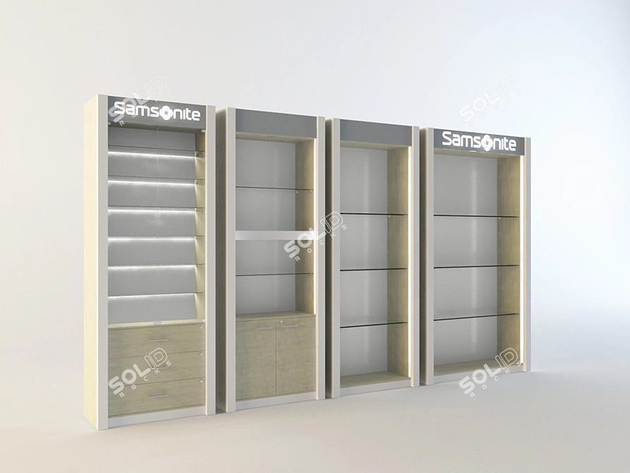 Title: Boutique Display Rack with Built-in Lighting 3D model image 1