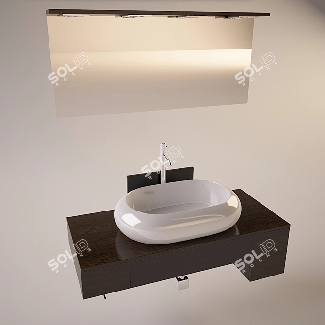 CRW GCR1065 Wash Basin - 1000x450 Dimensions 3D model image 1