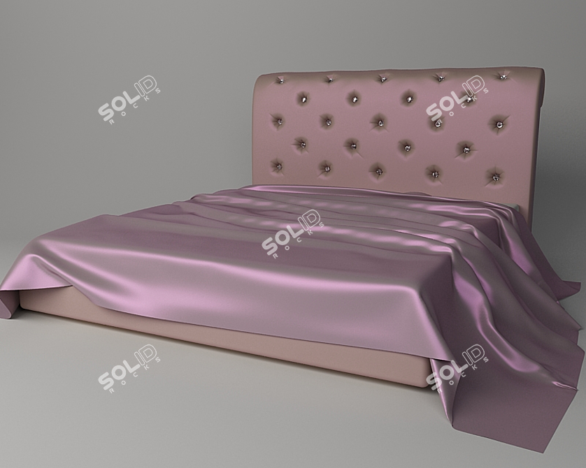 Silk-Covered Double Bed 3D model image 1