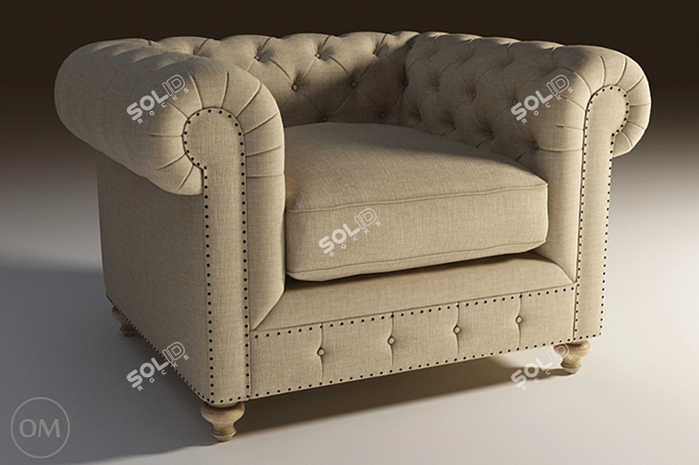 Luxury Cigar Club Armchair 3D model image 1