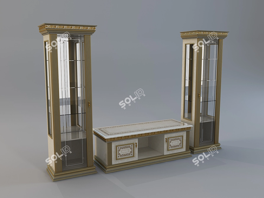Custom-Size TV Showcase & Cabinet 3D model image 1