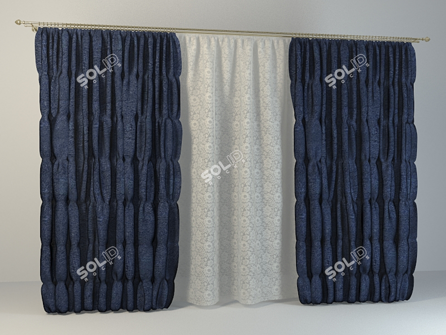 Elegant Sheer Curtain 3D model image 1