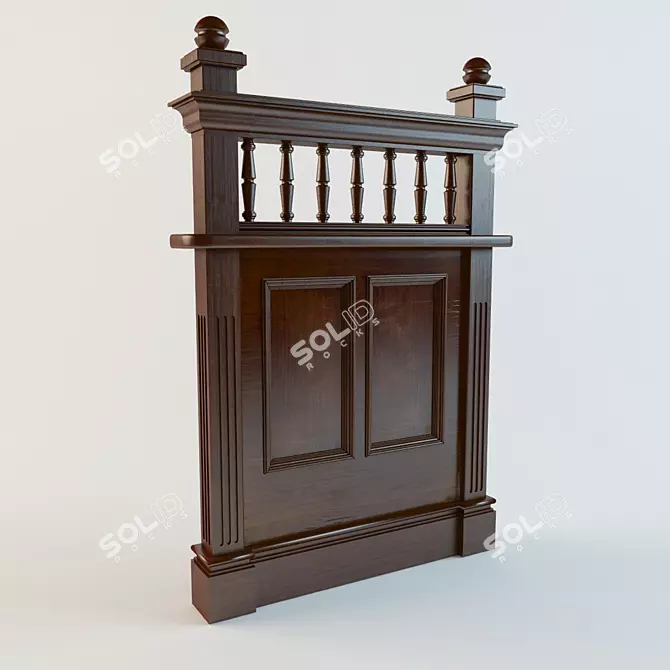 Classic Wooden Pub Fence 3D model image 1