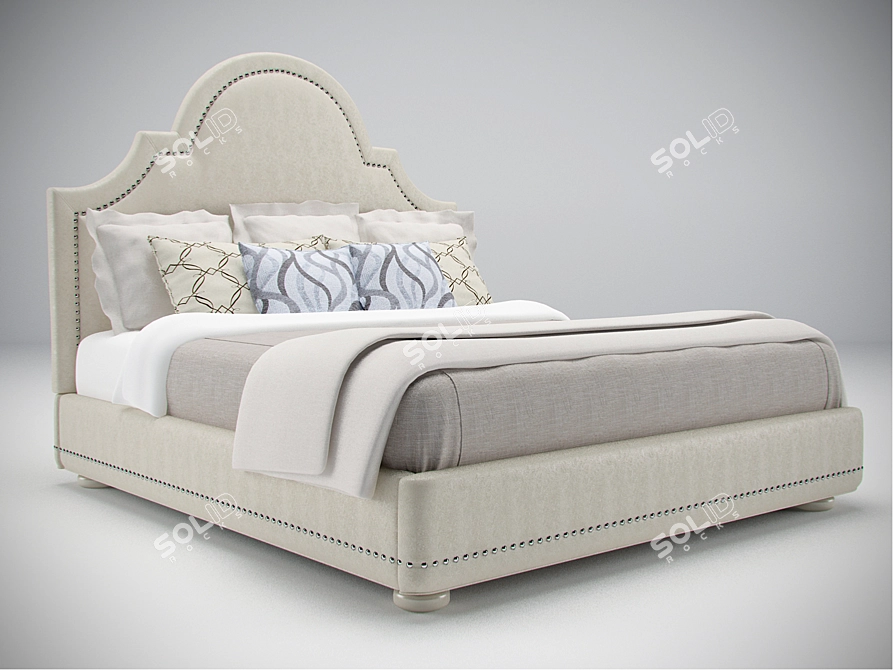 Luxury Margaux King Upholstered Bed 3D model image 1