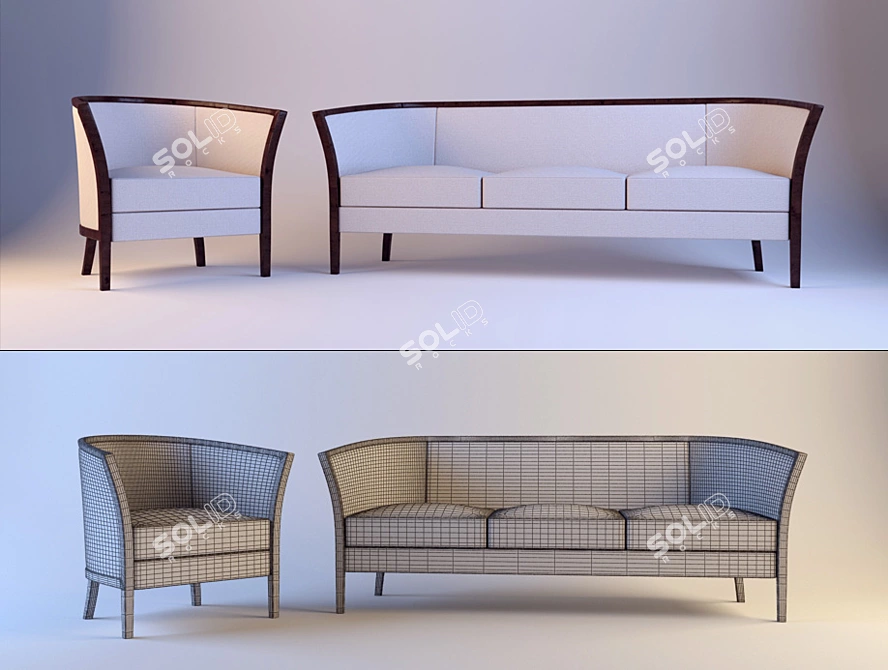 Elegant Seating Set 3D model image 1