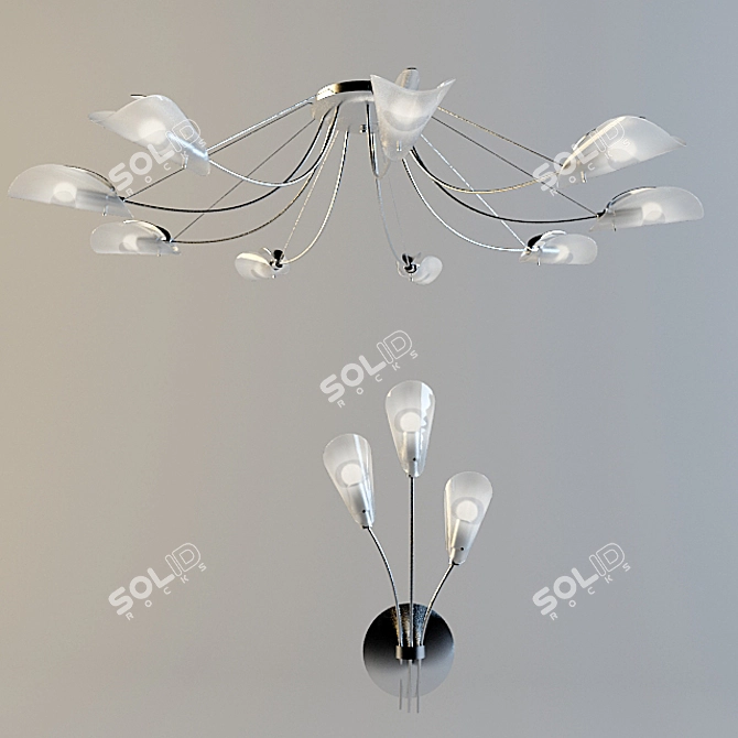 Esto Chandelier & Sconce Set 3D model image 1