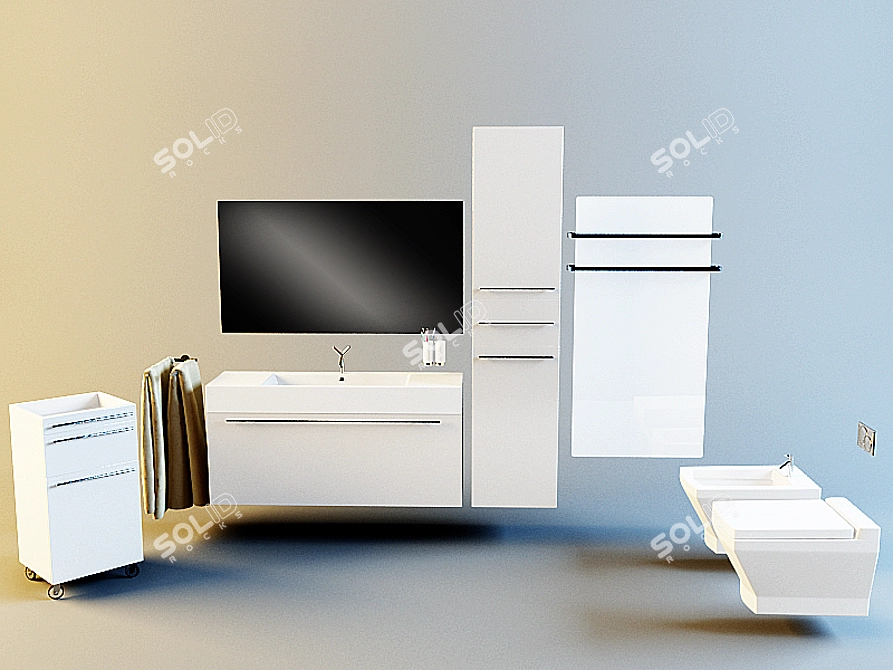 Elegant Oasis: Bathroom Furniture 3D model image 1