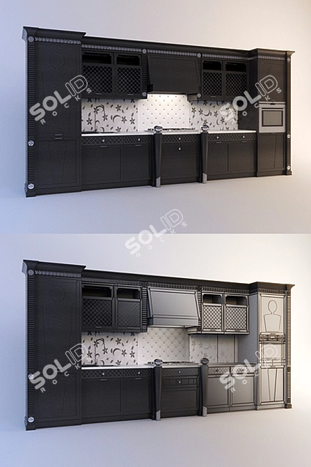 Modern Steel Kitchen Set 3D model image 1