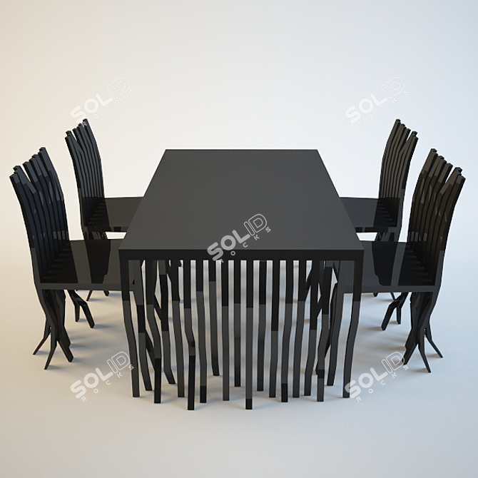 Modern Designer Table and Chair 3D model image 1