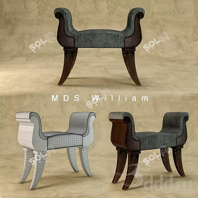 Elegant William Bench - Quality Craftsmanship 3D model image 1