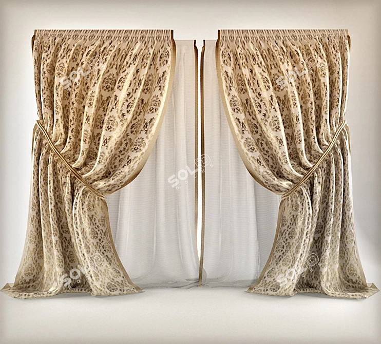 Exquisite Decorative Curtain 3D model image 1