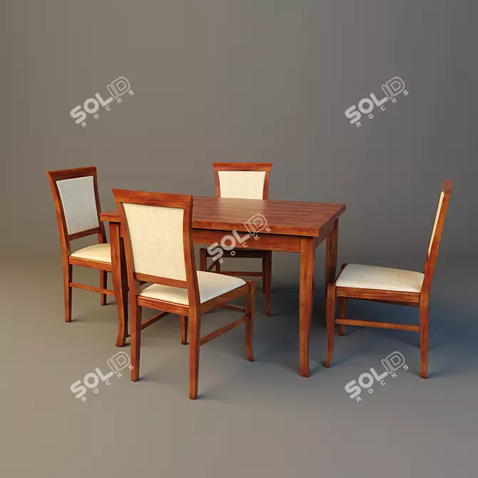 Modern Acacia Furniture Set 3D model image 1