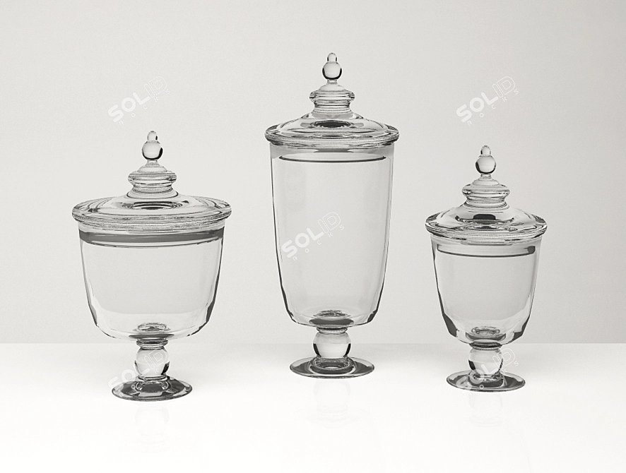 Elegant Glass Vases 3D model image 1