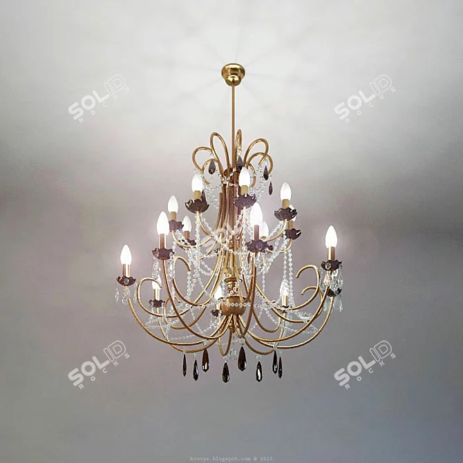 Elegance Illuminated Chandelier 3D model image 1