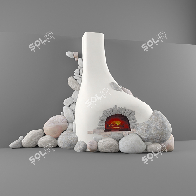 Wall-Mounted Stove: Textured Elegance 3D model image 1