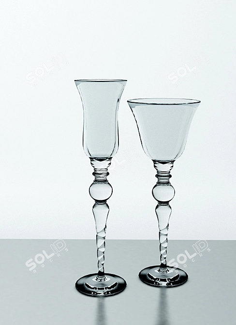 Elegant Stemware Set 3D model image 1