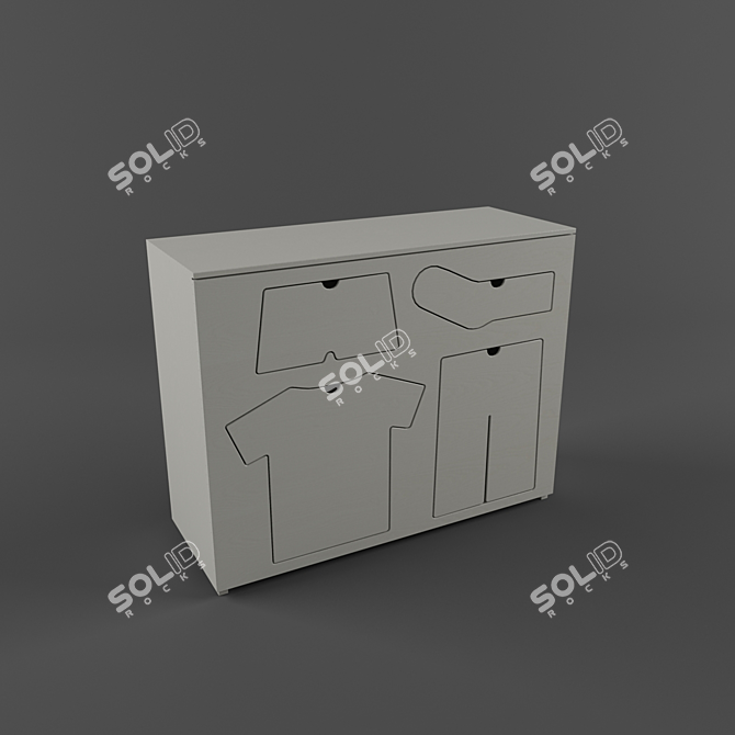 Elegant White Drawer Chest 3D model image 1