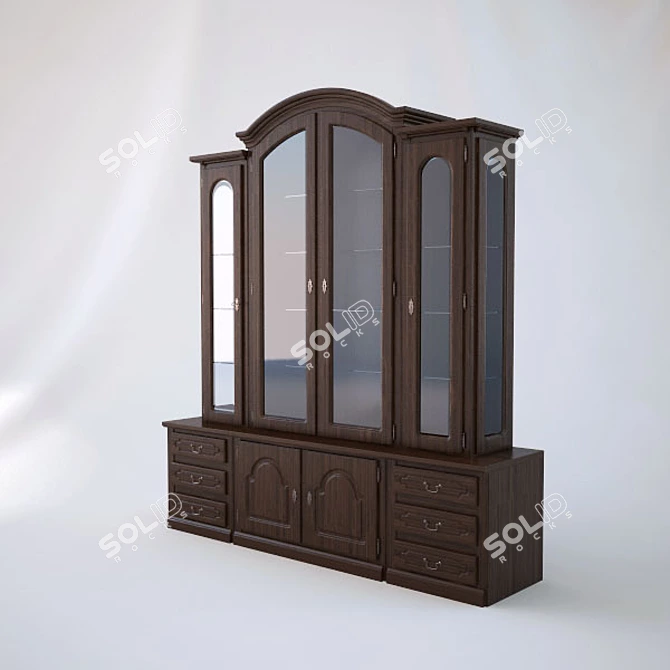 Modern Glass Display Cabinet 3D model image 1