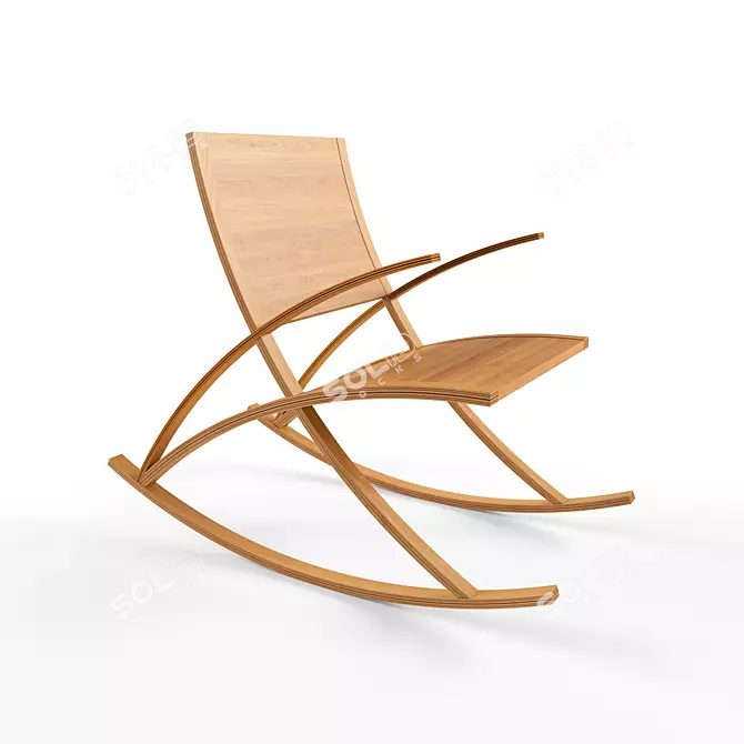 Elegant Rocking Chair - 90cm Height, 55cm Width, 110cm Length 3D model image 1