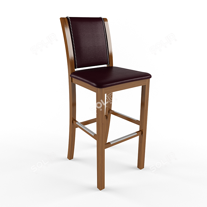 Sleek Oak Bar Chair 3D model image 1