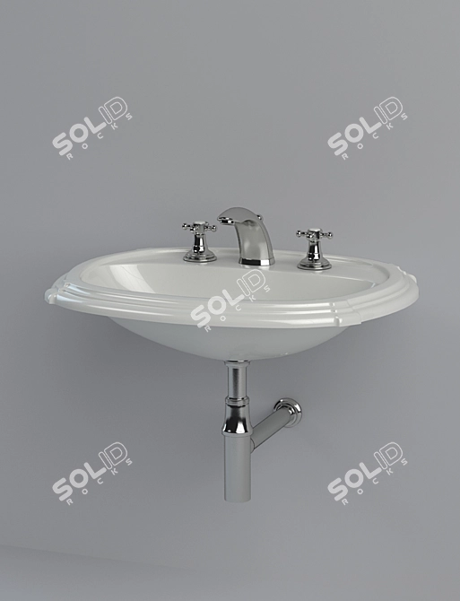 Vintage-contoured Jacob Delafon Portrait Sink 3D model image 1