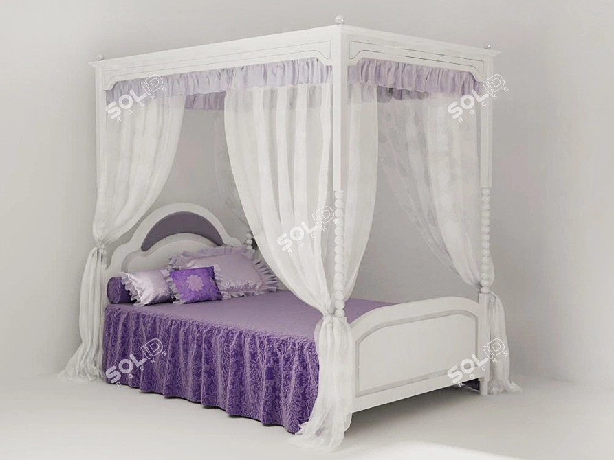 Elegant Canopy Bed: Exquisite Craftsmanship for Ultimate Comfort 3D model image 1