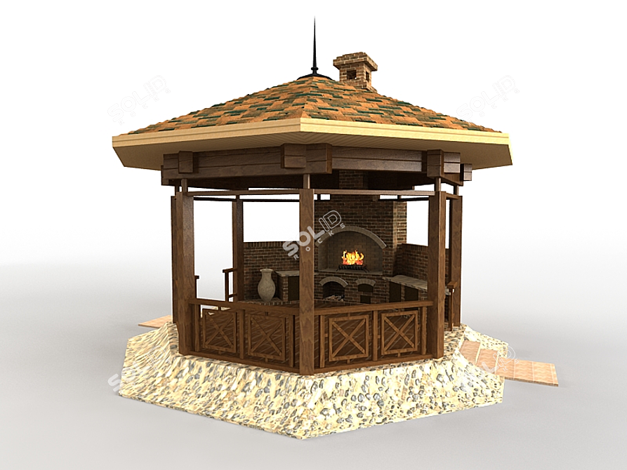 Outdoor BBQ Gazebo 3D model image 1