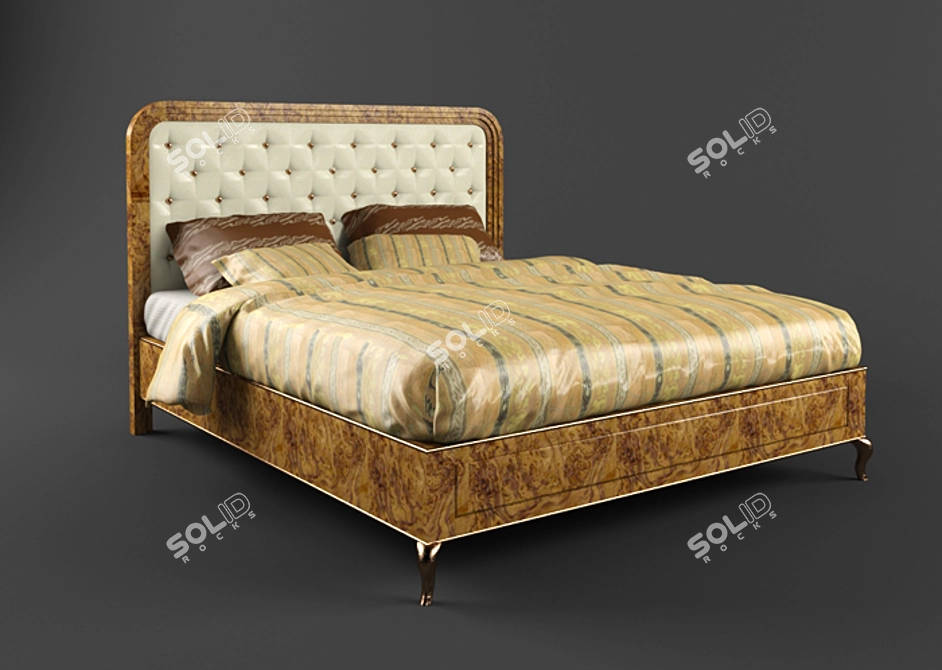 Ornate Walnut Bed 1400x2075 3D model image 1