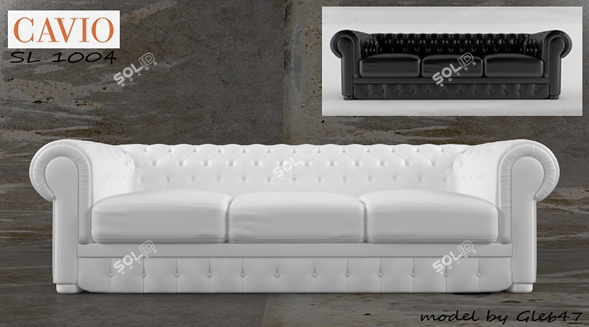 Elegant Three-Seater Sofa 3D model image 1