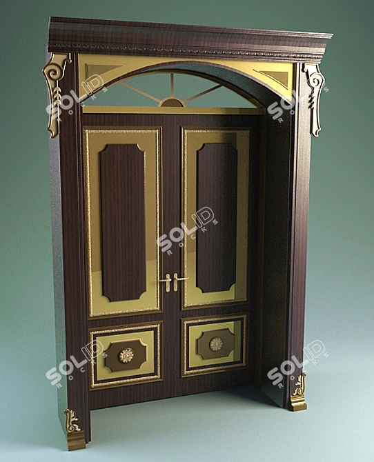 Wooden Texture Living Room Door 3D model image 1