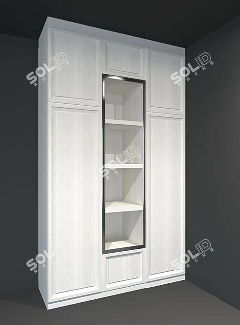 Elegant White Wardrobe Divine 3D model image 1