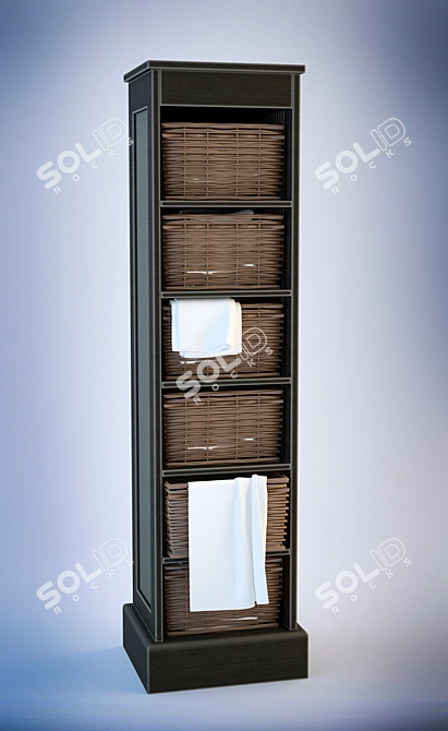 Compact Linen Rack with Baskets 3D model image 1