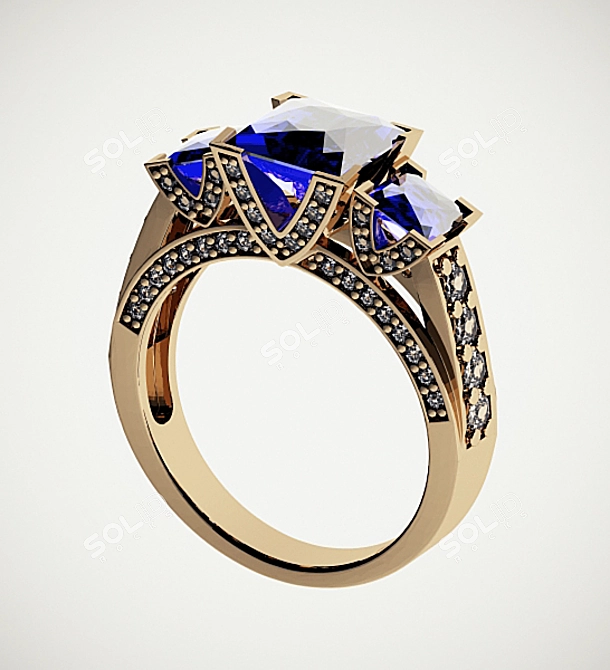 Sapphire Elegance Ring 3D model image 1