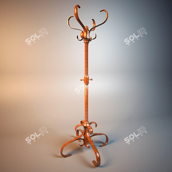 Solid Beech Wood Coat Hanger 3D model image 1