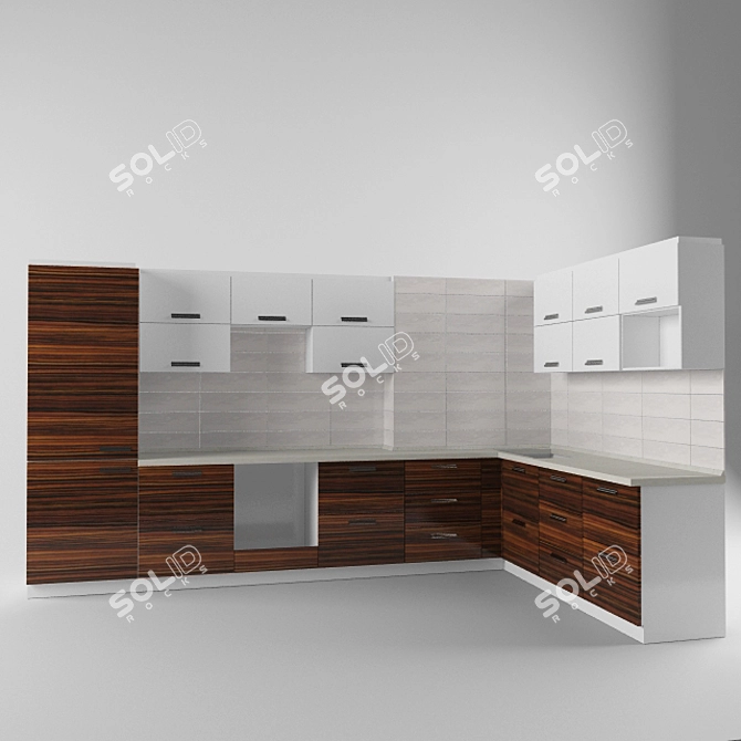 Textured Kitchen 3D model image 1