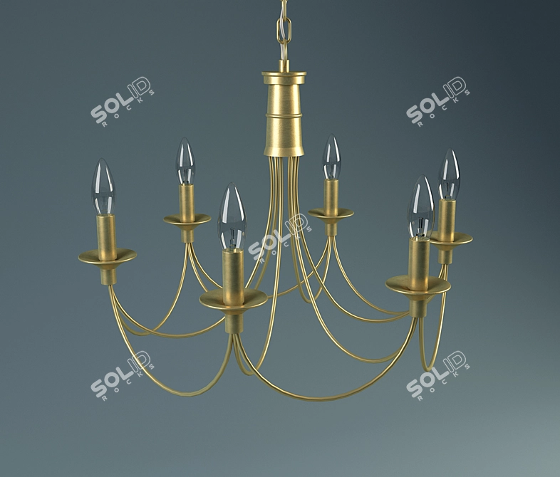 Gilda Art Deco Metal Chandelier 3D model image 1