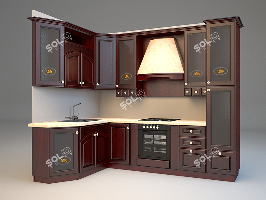 Provence-Inspired Custom Kitchen 3D model image 1