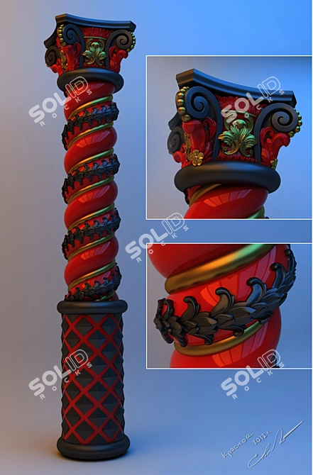 Title: Red Decorative Column 3D model image 1