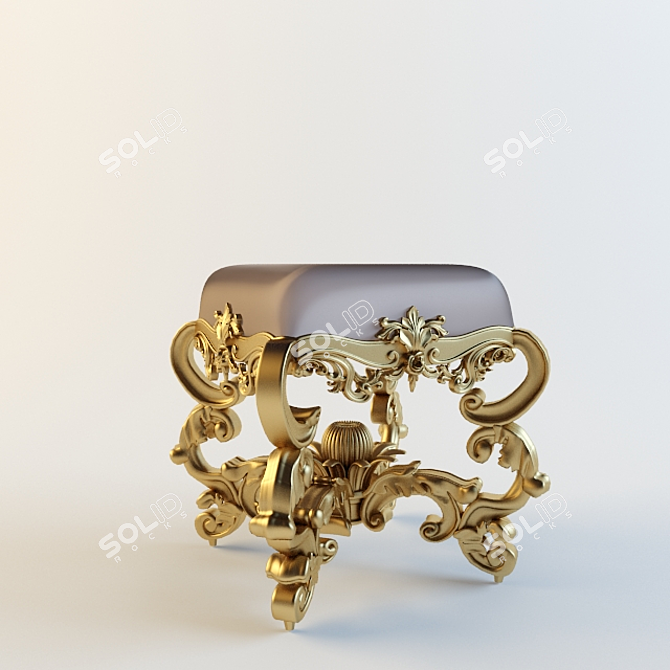 Silk and Gold Ottoman 3D model image 1