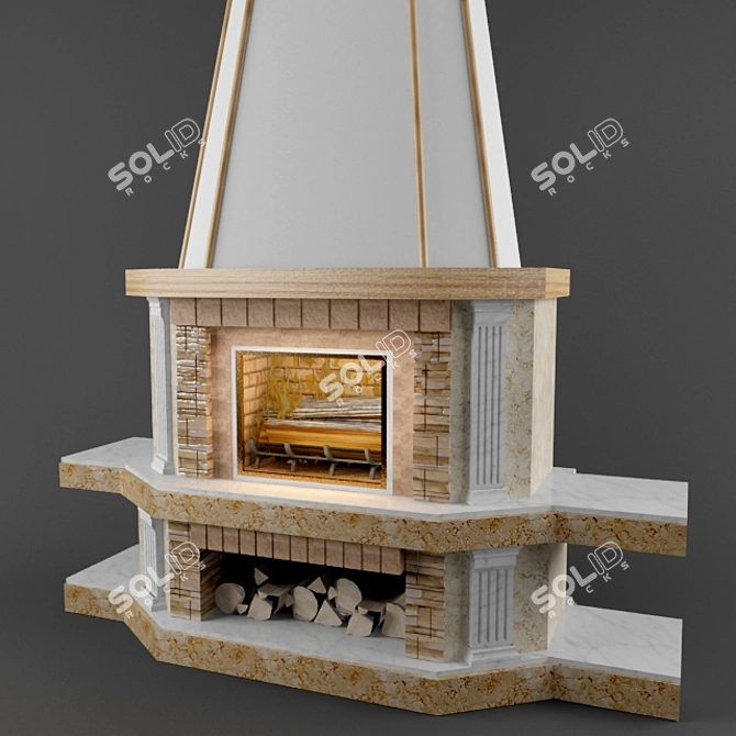 Title: Virtual Fireplace with VRay 3D model image 1