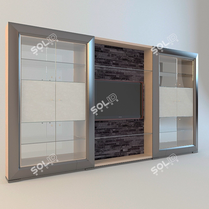 Sleek TV Stand 3D model image 1