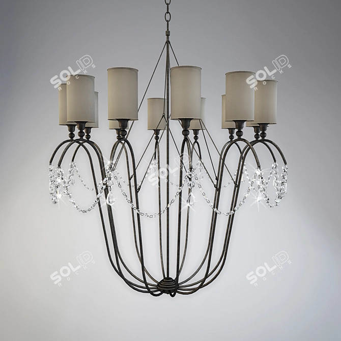 Elegant Porta Romana Chandelier 3D model image 1